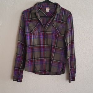 Cute Mossimo Green, purple, and fuschia Flannel